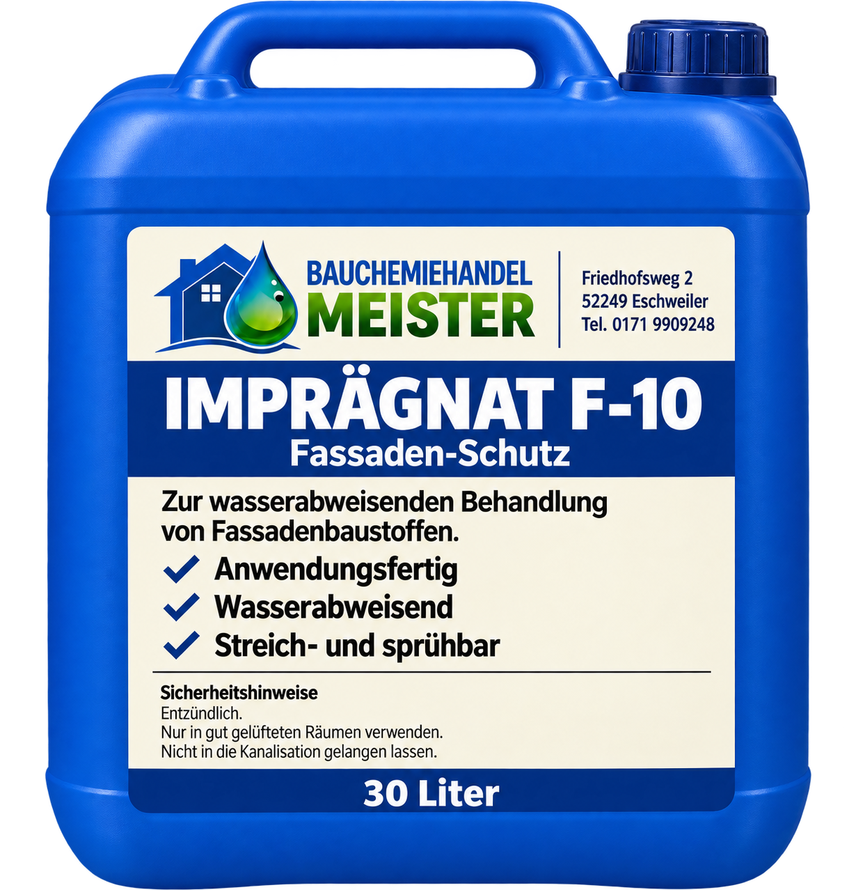 Imprägnat F-10 · 30 Liter · Ansicht 1 – Produktabbildung mit Etikett