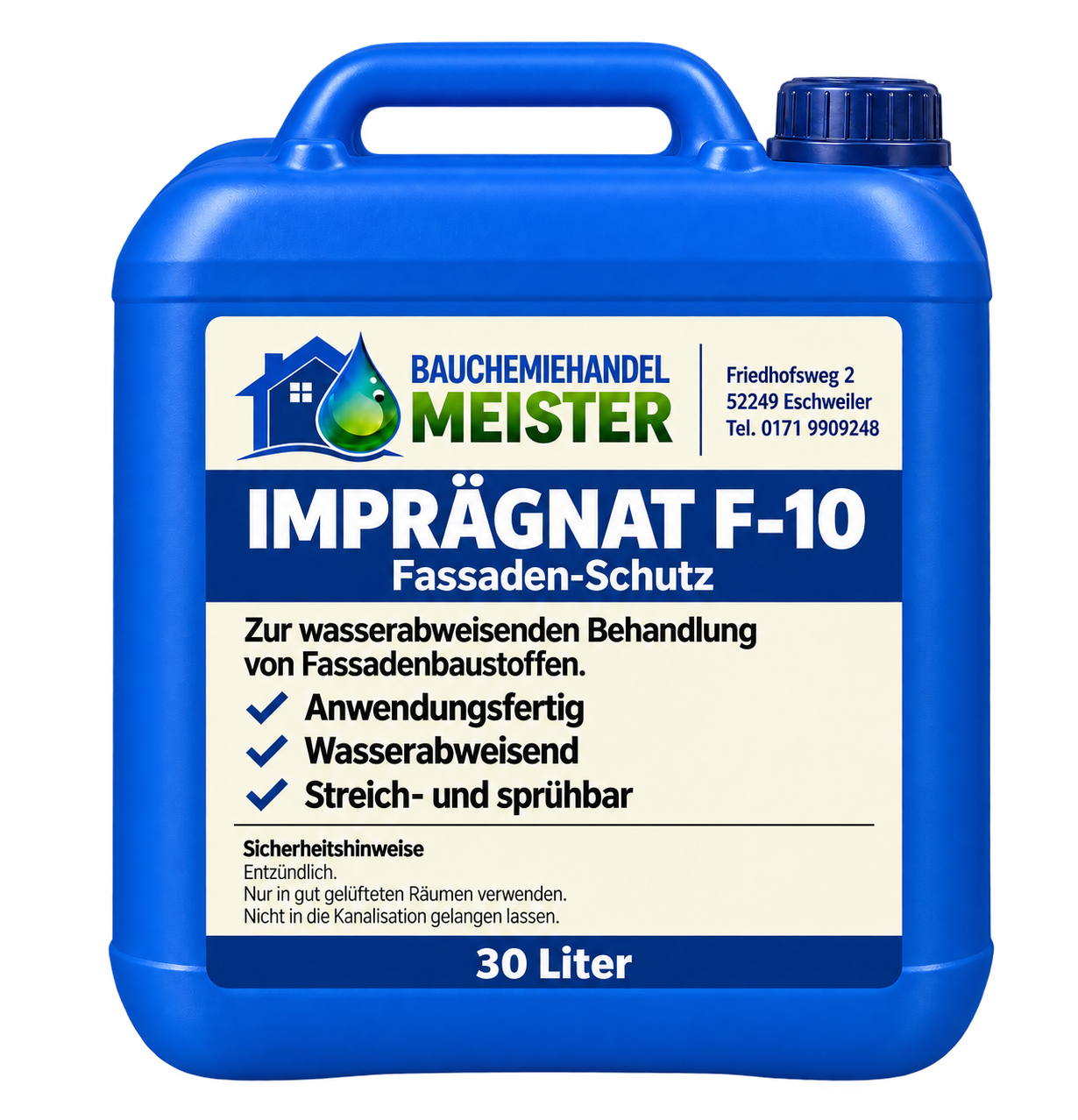 Imprägnat F-10 · 30 Liter · Ansicht 2 – Produktabbildung mit Etikett
